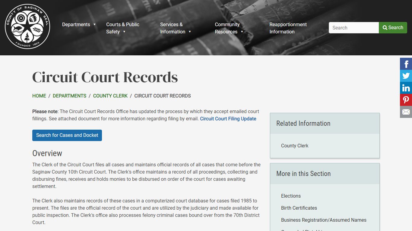 Circuit Court Records | County of Saginaw, MI - Saginaw County, Michigan